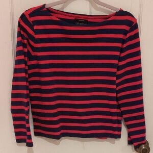 J. Crew Red and Navy Striped Top